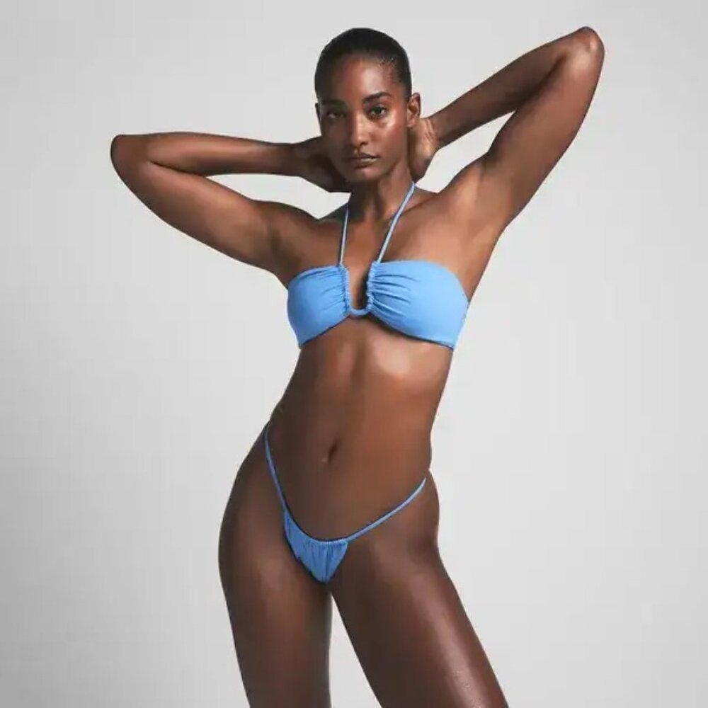 Skims Signature Swim String Bikini Bottom Tide Blue NWT -  Size Medium